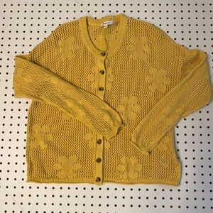 Madewell Mustard Floral Knit Cardigan